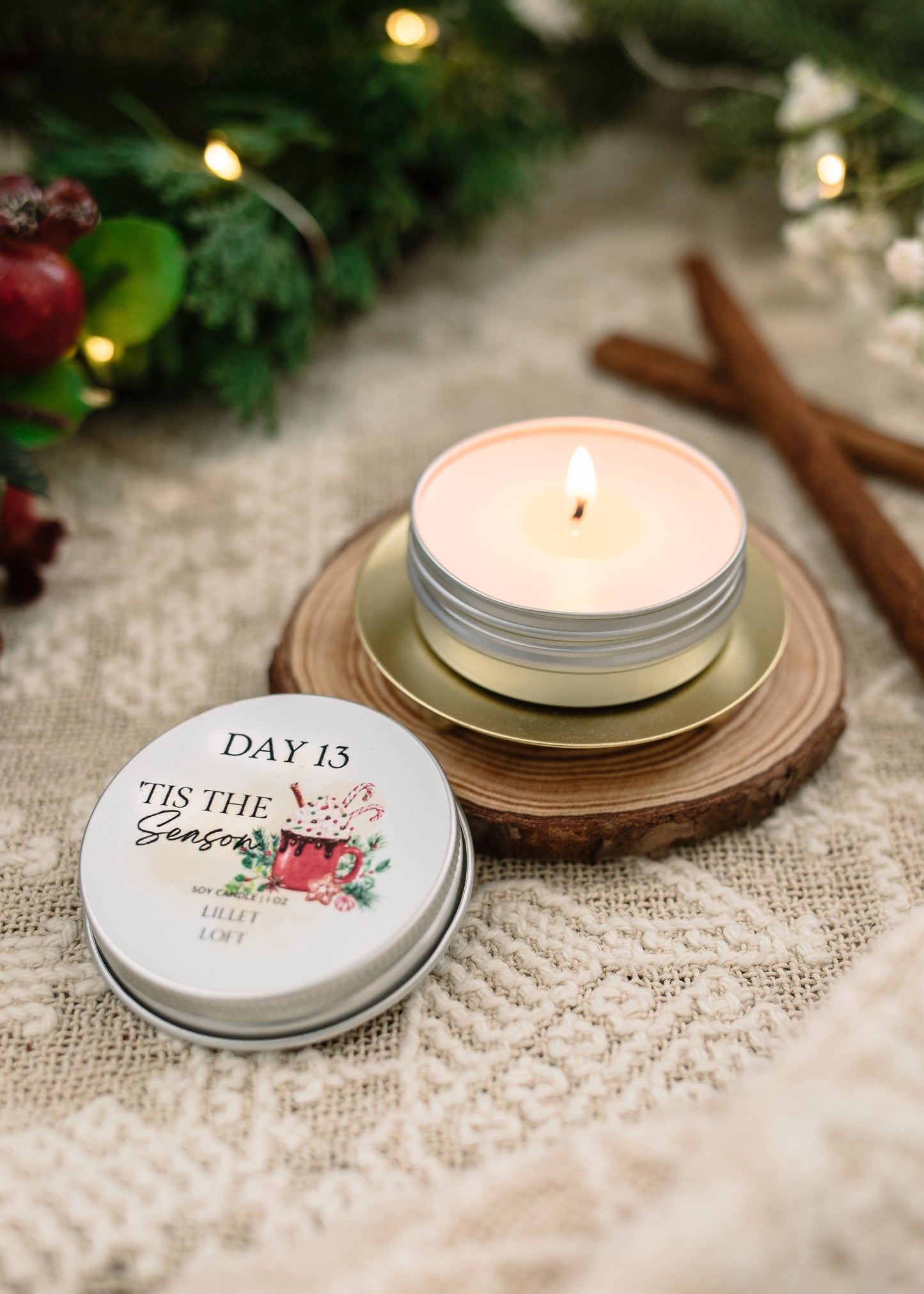 12 Days of Aromatic Bliss | Christmas Advent Essential Oil Mica Infused Advent Calendar Candle Set | 100% Essential Oil Holiday Blend