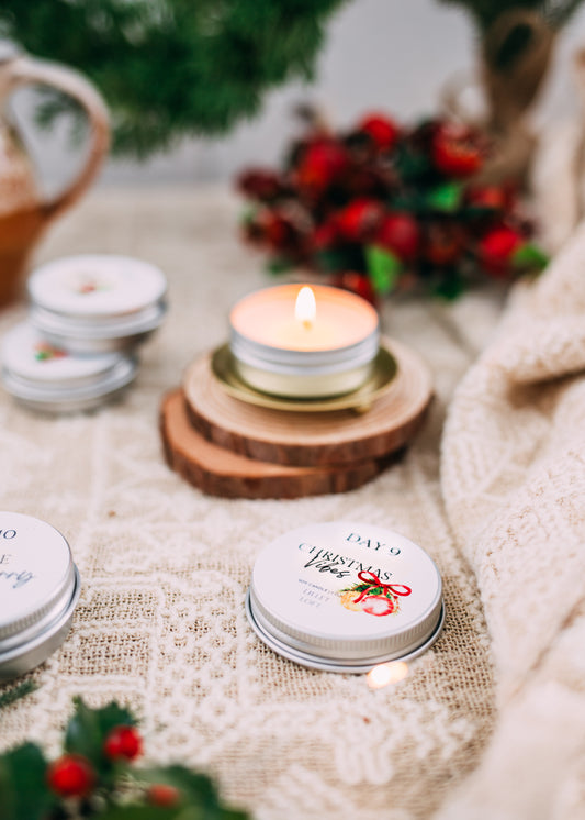 12 Days of Aromatic Bliss | Christmas Advent Essential Oil Mica Infused Advent Calendar Candle Set | 100% Essential Oil Holiday Blend